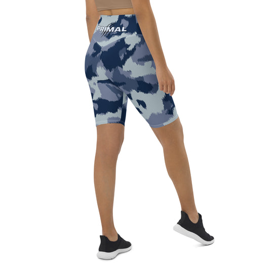 Primal Essentials Blue-Camo Biker Shorts